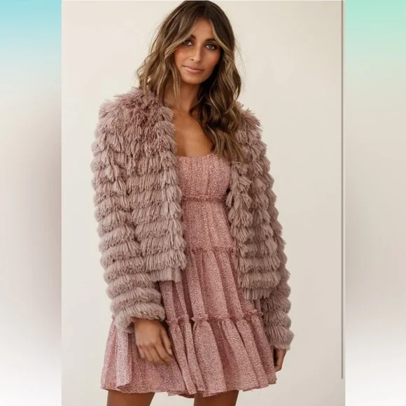 Open Front Faux Fur Coat - Picture 4 of 7